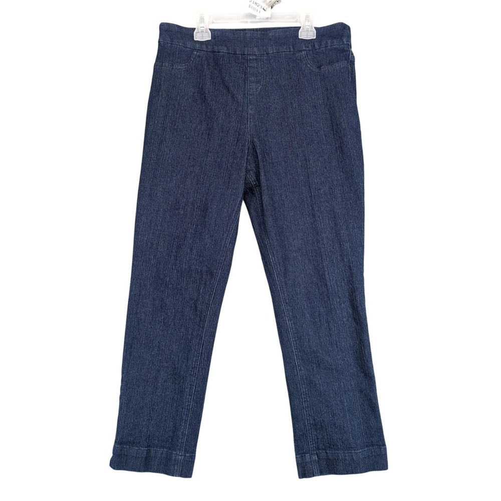 Soft Surroundings Dark Pull-On Cropped Jeans Womens M 32x25" Stretch Casual